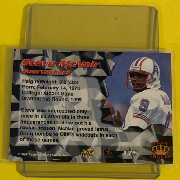 Steve McNair #175 1996 Pacific Crown Collection Footbal Card - Picture 2 of 2